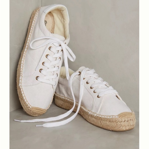 ANTHROPOLOGIE Soludos Canvas Espadrille Sneakers IN WHITE - Picture 2 of 7